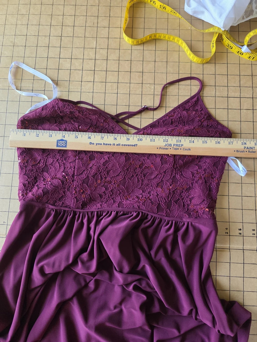 DB Studio Glitter Lace Formal Gown Merlot Burgandy NWT Size 12 - Picture 12 of 16